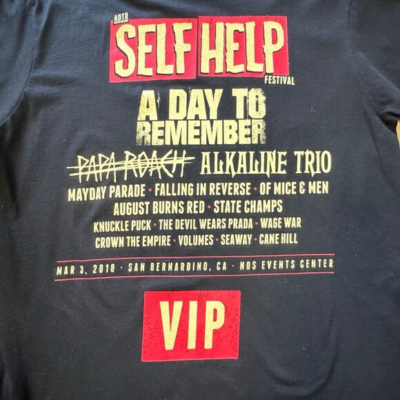 A Day To Remember 2018 VIP Self Help Festival Black Shirt Size L ADTR Papa Roach - Picture 5 of 5
